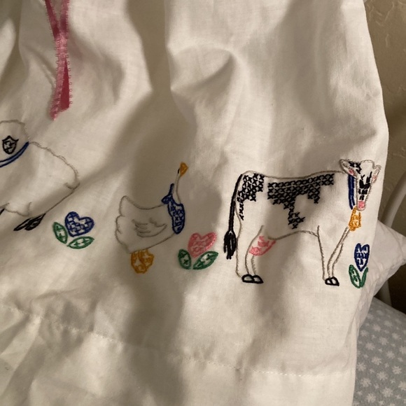 Handmade simple rabbit doll with pretty hand embroidered dress cow pig chicken - Picture 13 of 14